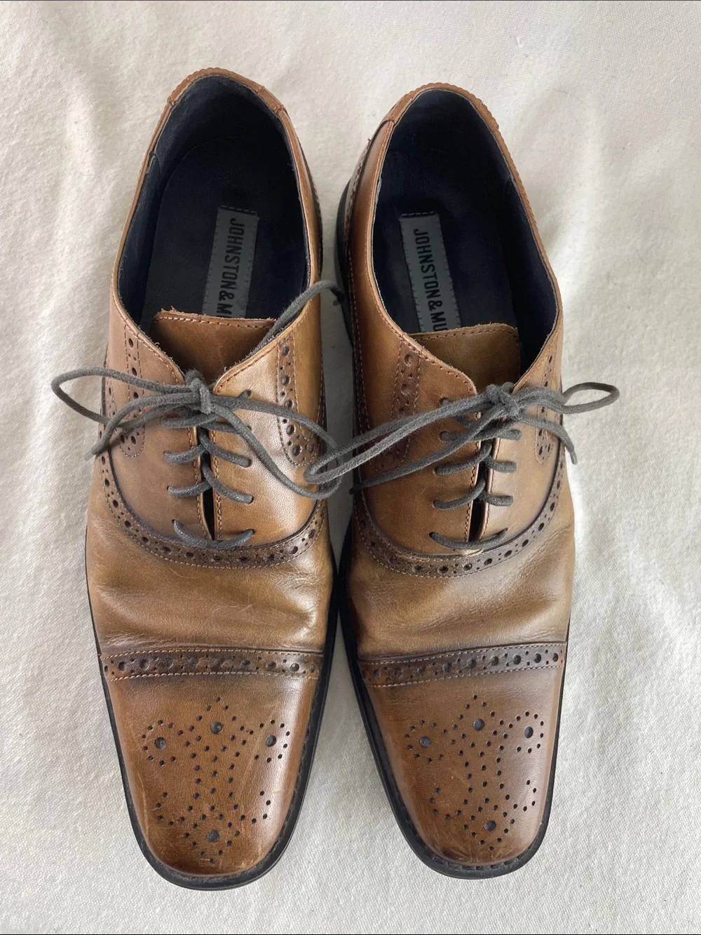 Johnston & Murphy Men's Brown Leather Wingtip Dress Shoes Size 8